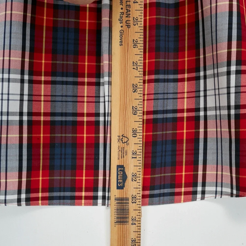 Jos. A. Bank Button Down Mens Large Red Plaid Traveler's Collection Cotton Shirt - Picture 10 of 12